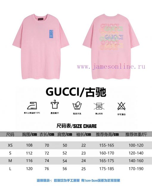 GUCCI 2024SS New Rectangular Printed Couple's Short Sleeved T-shirt In Stock All Year Round 24s xzs576bl - Image 10