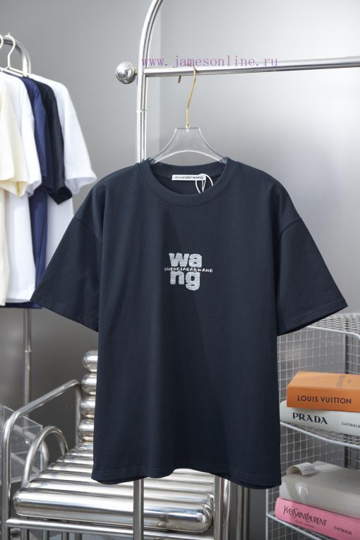 Alexarde * Wang 25SS Early Spring New Item With Sticker Letters And Hot Diamond Short SleevesLi q373k7x1