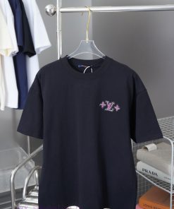 Louis Vuitton 25SS Early Spring New Letter Rhinestone Short Sleeved ShirtLight Luxury Fashion I uogby1kl