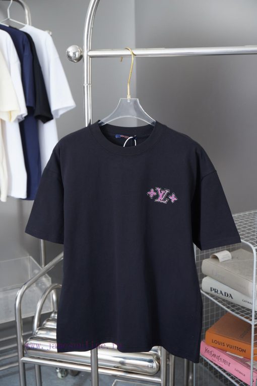 Louis Vuitton 25SS Early Spring New Letter Rhinestone Short Sleeved ShirtLight Luxury Fashion I uogby1kl