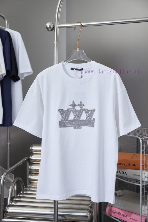 Louis Vuitton 25SS Early Spring New Item With Adhesive Tape And Diamond Short SleevesLight Luxu 2982r1l1