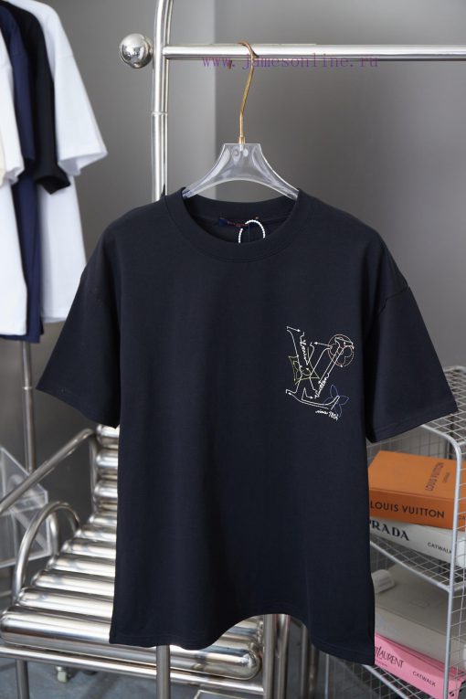 Louis Vuitton 25SS Early Spring New Color Line Letter Printed Short Sleeved ShirtLight Luxury F olrazjus