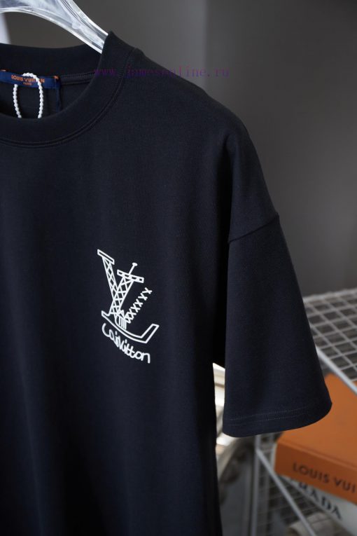 Louis Vuitton 25SS Early Spring New Color Letter Printed Short Sleeved ShirtLight Luxury Fashio y4f485iv - Image 5