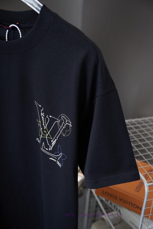 Louis Vuitton 25SS Early Spring New Color Line Letter Printed Short Sleeved ShirtLight Luxury F olrazjus - Image 5