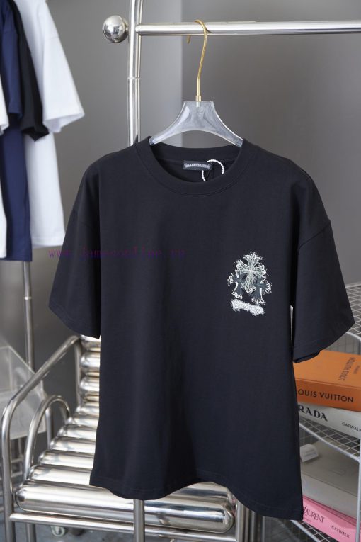 Chrome Hearte 25SS Early Spring New Graffiti Hand-painted Cross Print Short Sleeved ShirtLight zfazaf7n - Image 2