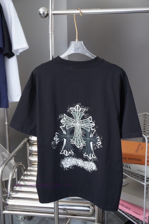 Chrome Hearte 25SS Early Spring New Graffiti Hand-painted Cross Print Short Sleeved ShirtLight zfazaf7n - Image 3