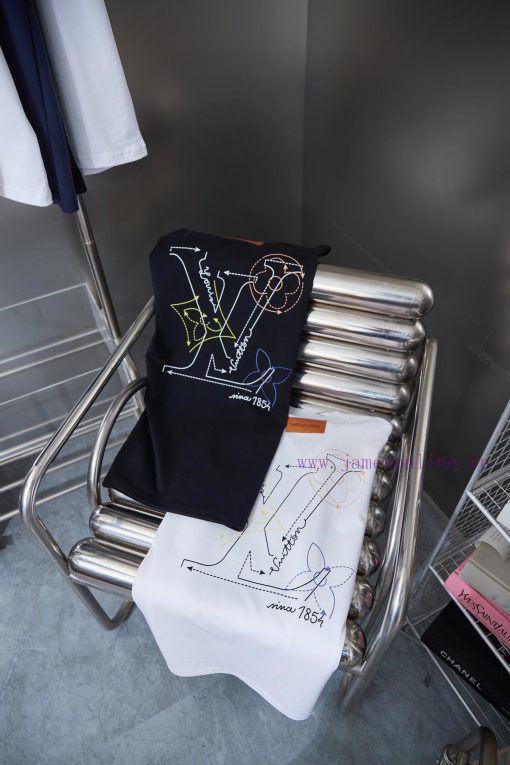 Louis Vuitton 25SS Early Spring New Color Line Letter Printed Short Sleeved ShirtLight Luxury F olrazjus - Image 10