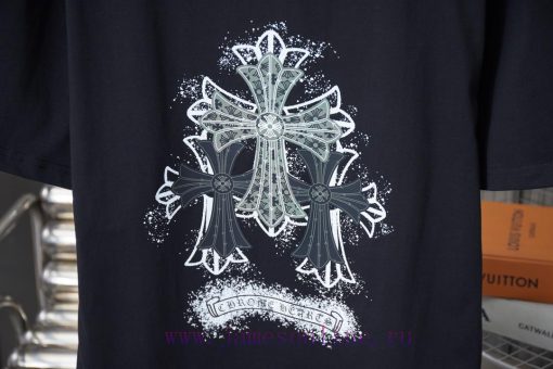Chrome Hearte 25SS Early Spring New Graffiti Hand-painted Cross Print Short Sleeved ShirtLight zfazaf7n - Image 7