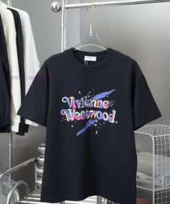 Empress Dowager ViviemeWestwood 25SS Early Spring New Graffiti Letter Logo Printed Short Sleeve q2lochjy