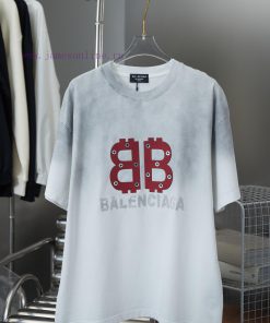 Balenciaga 25SS Early Spring New Item 3D Vinyl Letter Logo Printed Short Sleeved ShirtLight Lux qncxzg5m