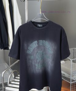 Balenciaga 25SS Early Spring New Graffiti Vintage Wheat Ear Print Short SleeveLight Luxury Fash q8qx003b