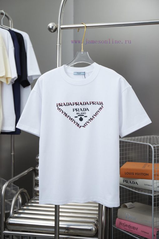 Prada 25SS Early Spring New Classic Letter Printed Short Sleeved ShirtLight Luxury Fashion Is A f6dkc2dm
