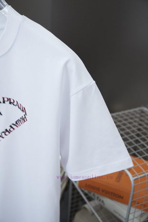 Prada 25SS Early Spring New Classic Letter Printed Short Sleeved ShirtLight Luxury Fashion Is A f6dkc2dm - Image 5