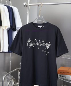 Christian Dior 25SS Early Spring New Letter Logo Butterfly Print Short Sleeved ShirtLight Luxur xy3gj08r