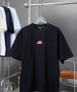 Balenciaga 25SS Early Spring New Fur Patch Fabric Frog Glue Logo Hot Pressed Short Sleeved Shir tu8qamil