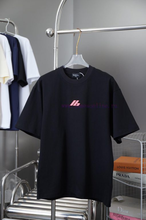 Balenciaga 25SS Early Spring New Fur Patch Fabric Frog Glue Logo Hot Pressed Short Sleeved Shir tu8qamil