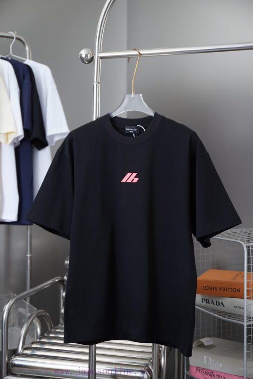 Balenciaga 25SS Early Spring New Fur Patch Fabric Frog Glue Logo Hot Pressed Short Sleeved Shir tu8qamil - Image 2