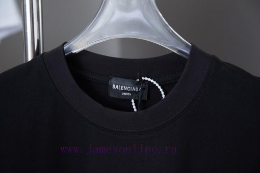 Balenciaga 25SS Early Spring New Fur Patch Fabric Frog Glue Logo Hot Pressed Short Sleeved Shir tu8qamil - Image 4