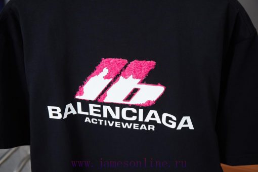 Balenciaga 25SS Early Spring New Fur Patch Fabric Frog Glue Logo Hot Pressed Short Sleeved Shir tu8qamil - Image 7