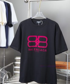 Balenciaga 25SS Early Spring New Plush Letter Logo Printed Short Sleeved ShirtLight Luxury Fash w4588vbf