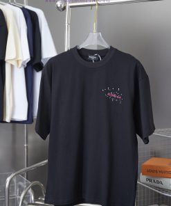 Balenciaga 25SS Early Spring New Graffiti Hand-painted Letter Logo Printed Short Sleeved ShirtL lghpeyqa