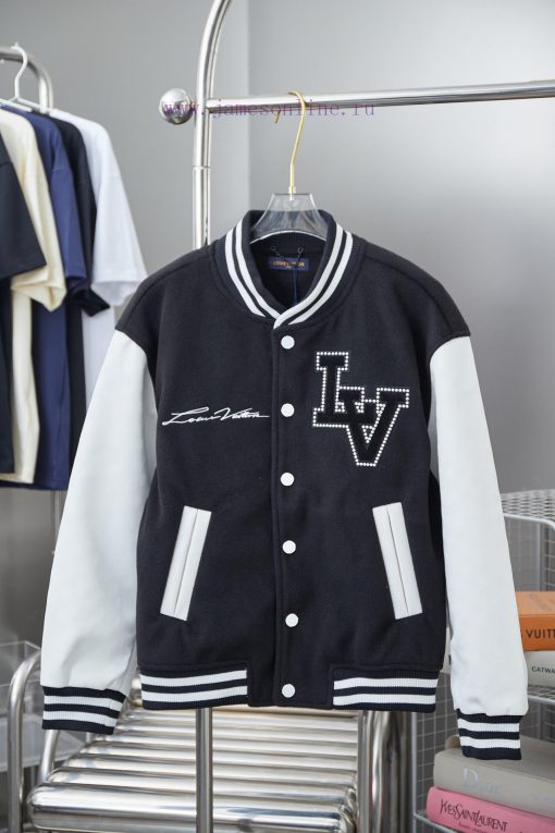 Louis Vuitton 25SS Hollow Out Hot Diamond Splicing Sleeve Baseball JacketLight Luxury Fashion I kqtyov99