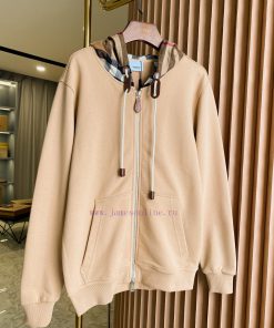 Burberry Plaid Cotton Blend Zipper Hooded Sweatshirt JacketBUR Flagship Premium Products The Tr bci2zr4a