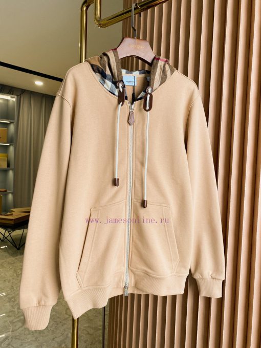 Burberry Plaid Cotton Blend Zipper Hooded Sweatshirt JacketBUR Flagship Premium Products The Tr bci2zr4a