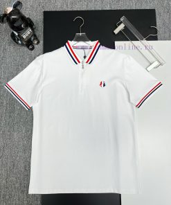 MONCLER Embroidered Zipper New Polo ShirtOriginal Fabric Official Same StyleUsing 210g Silk Pol ji27b4sy