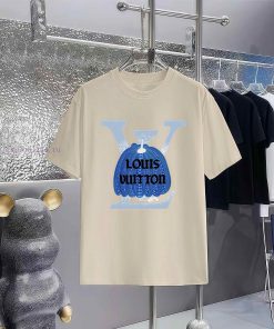 LOUIS VUITTON Printed Round Neck Short Sleeve T-shirt11 Pairs Of Fabric 300g Looped High Weight fnxcpnuw