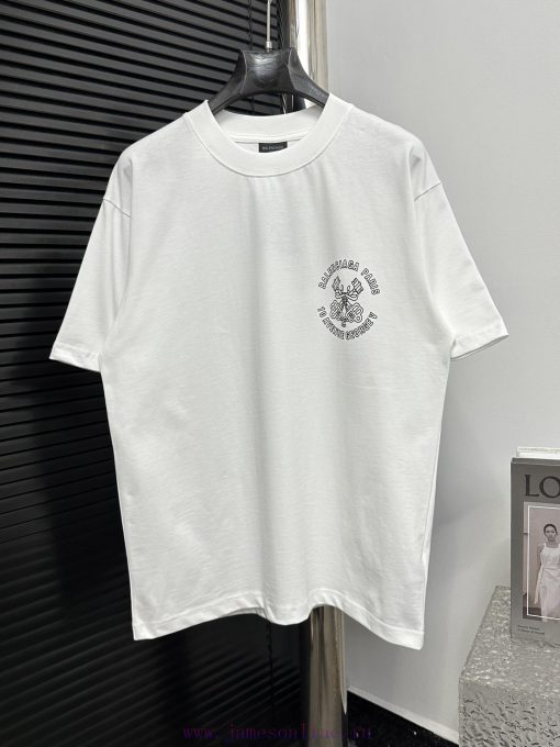 𝐁 Alenciaga Paris 25ss Key Micro Seal Printed Short Sleeved ShirtOriginal Development Of Woven 7wav9cmq