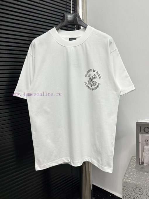 𝐁 Alenciaga Paris 25ss Key Micro Seal Printed Short Sleeved ShirtOriginal Development Of Woven 7wav9cmq - Image 2