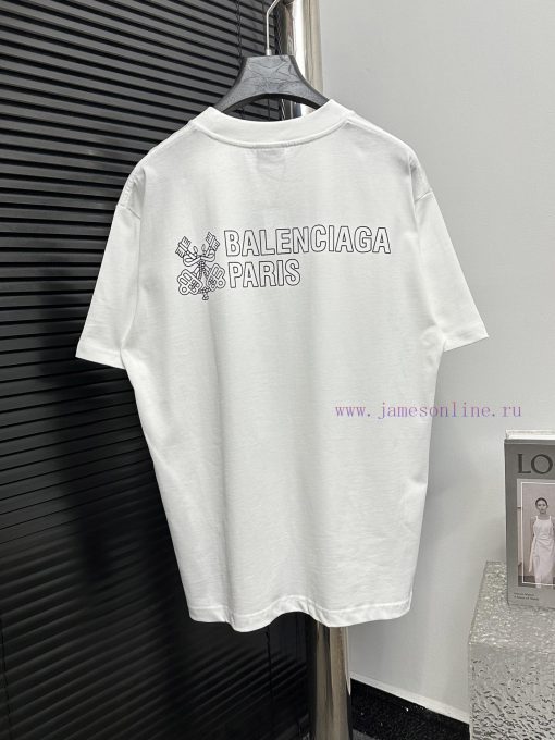 𝐁 Alenciaga Paris 25ss Key Micro Seal Printed Short Sleeved ShirtOriginal Development Of Woven 7wav9cmq - Image 3