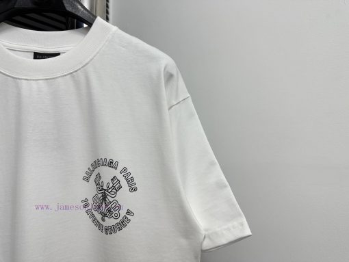 𝐁 Alenciaga Paris 25ss Key Micro Seal Printed Short Sleeved ShirtOriginal Development Of Woven 7wav9cmq - Image 4