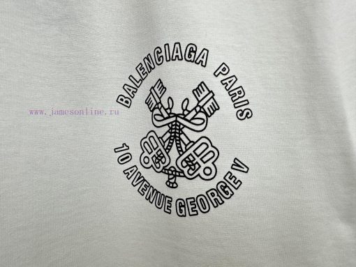 𝐁 Alenciaga Paris 25ss Key Micro Seal Printed Short Sleeved ShirtOriginal Development Of Woven 7wav9cmq - Image 7