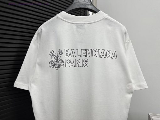𝐁 Alenciaga Paris 25ss Key Micro Seal Printed Short Sleeved ShirtOriginal Development Of Woven 7wav9cmq - Image 8