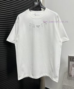 PRADA 25ss Spring/Summer New Round Neck T-shirtEmbroidered Triangular Labeling Process With Lay 8g31d4ux