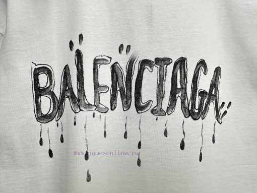 BALENCIAGA Balenciaga Letter Printed Short Sleeved T-shirtCustomized Weaving And Dyeing Of 2g C 2l35ot38 - Image 7