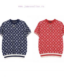 LOUIS VUITTON Louis Vuitton25SS Spring/Summer New Knitted Short Sleeve LOGO Full Jacquard Chain cyxpwle0