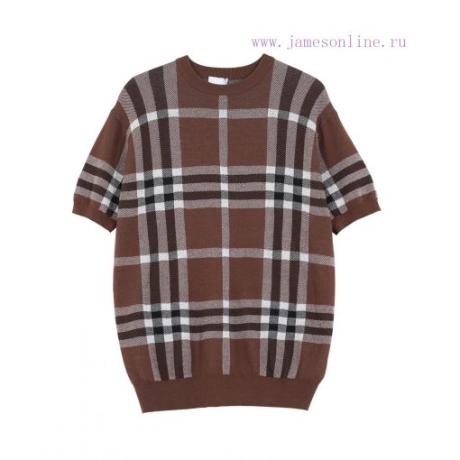 Burberry25SS Spring/Summer New Knitted Short Sleeve Classic Checkered Stripe Jacquard Details P r8jded36 - Image 3