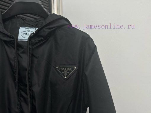Parda Prada Hooded Waist WindbreakerA Super Cool Trench Coat With A Pure Black Base Color Paire wr7wm5fr - Image 5