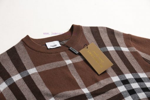 Burberry25SS Spring/Summer New Knitted Short Sleeve Classic Checkered Stripe Jacquard Details P r8jded36 - Image 6