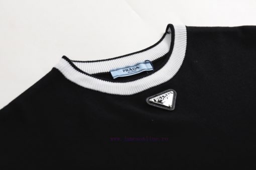 PRADA PRADA25SS Spring/Summer New Knitted Short Sleeve Logo Contrast Design Details Perfectly P zv3n877w - Image 7