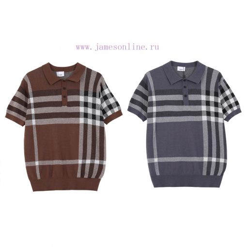 Burberry25SS Spring/Summer New Knitted POLO Short Sleeve Cardigan Classic Checkered Stripe Jacq vasbk7ya - Image 2