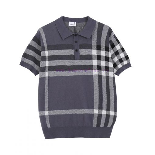 Burberry25SS Spring/Summer New Knitted POLO Short Sleeve Cardigan Classic Checkered Stripe Jacq vasbk7ya - Image 3