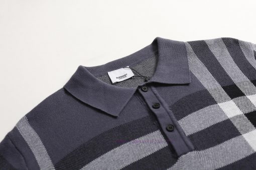 Burberry25SS Spring/Summer New Knitted POLO Short Sleeve Cardigan Classic Checkered Stripe Jacq vasbk7ya - Image 5