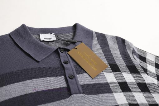 Burberry25SS Spring/Summer New Knitted POLO Short Sleeve Cardigan Classic Checkered Stripe Jacq vasbk7ya - Image 6