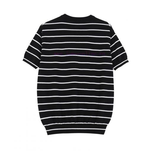 PRADA PRADA25SS Spring/summer New Knitted Short Sleeved Simple Striped Sweater With Letter Jacq 04dt7ee1 - Image 4