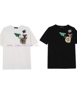 LOUIS VUITT ON LVMH25SS Spring/Summer New Knitted Short Sleeved Chest Jacquard Craftsmanship De 6cm1ej55