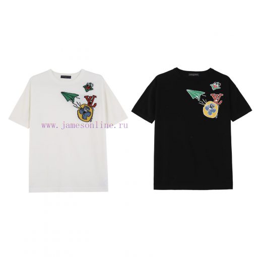 LOUIS VUITT ON LVMH25SS Spring/Summer New Knitted Short Sleeved Chest Jacquard Craftsmanship De 6cm1ej55